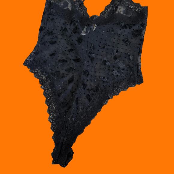 90's vintage black burnout sheer one piece teddy MEDIUM Victoria's Secret - Picture 5 of 8